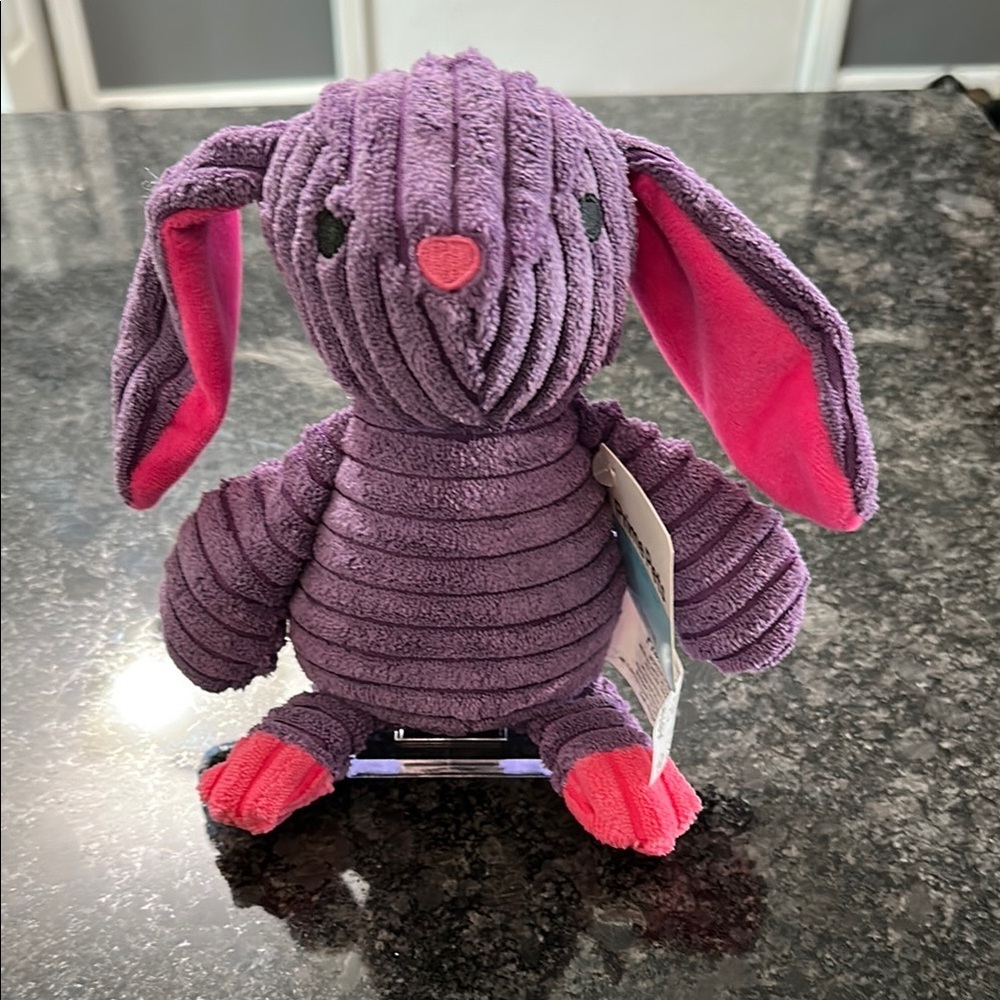 Prime Pets Dog Toy Adorable Plush Bunny Squeaky Purple & Pink NWT 11” x 8”